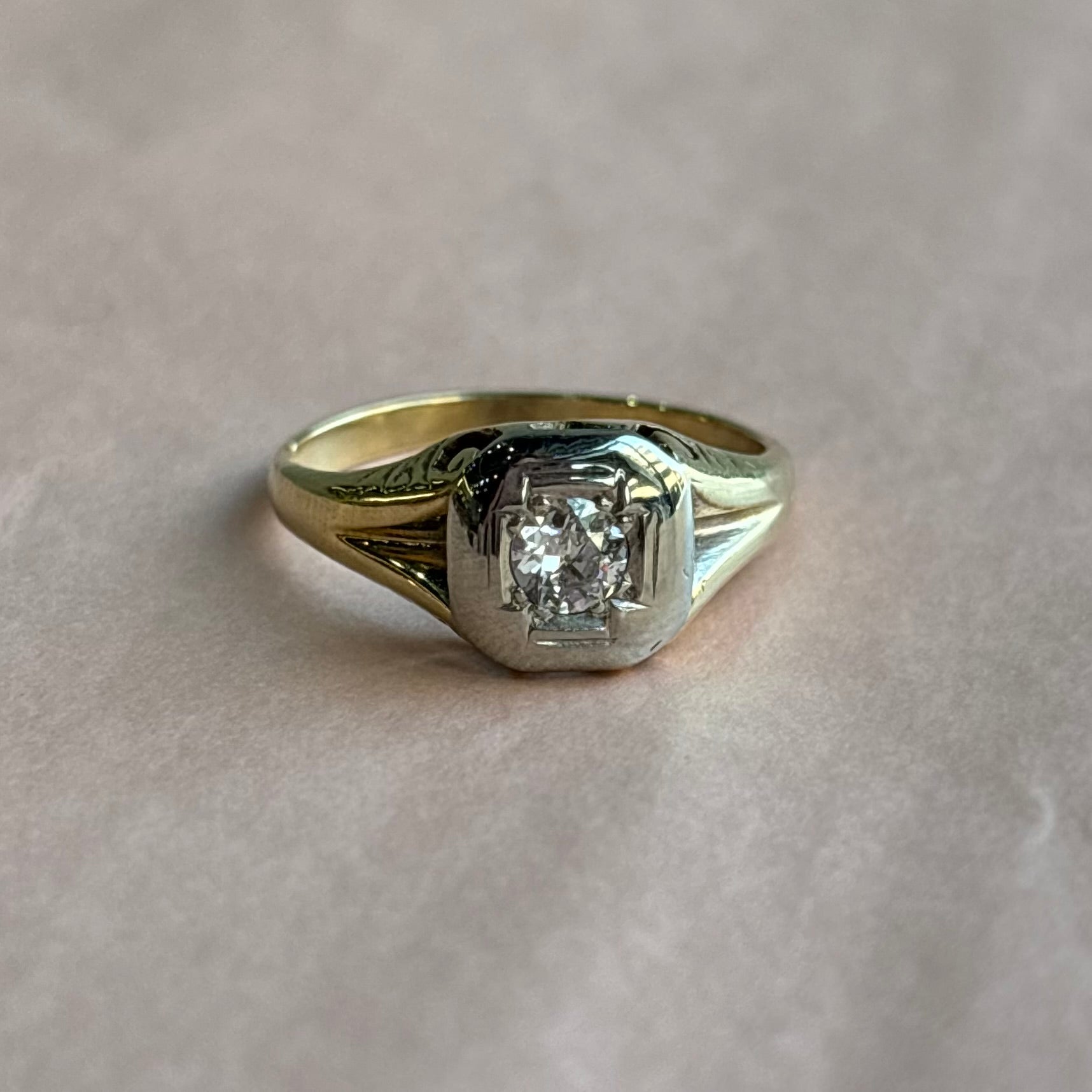 0.25CT Old European Cut Art Deco Solitaire Ring | Vintage