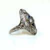 Diamond Floral Filigree Ring with Sapphire Accents