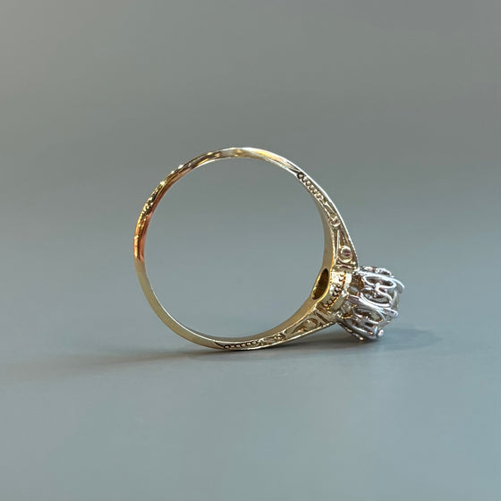 Two-Tone Victorian Diamond Engagement Ring