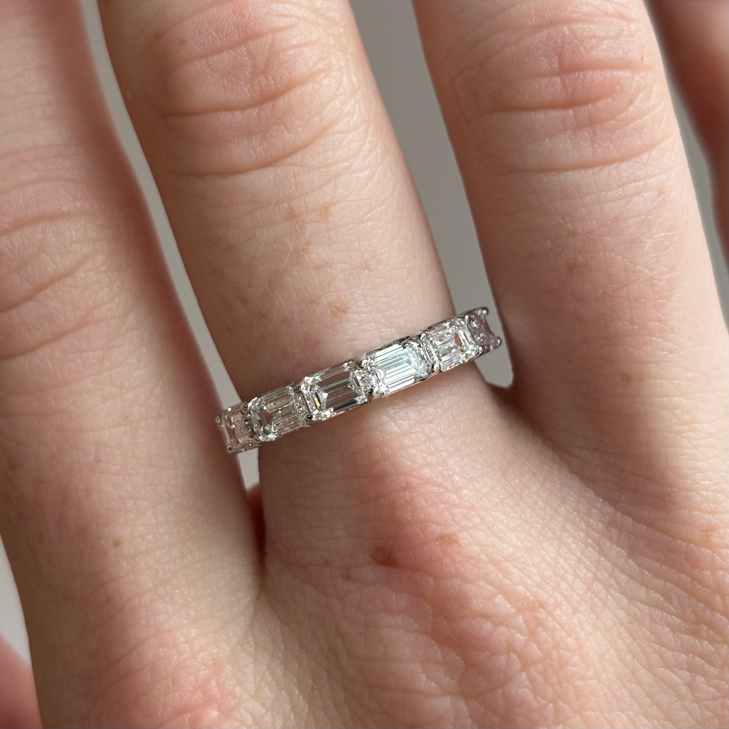 2.00 CTW Lab-Grown Diamond East-West Emerald Cut Band | 14K White Gold