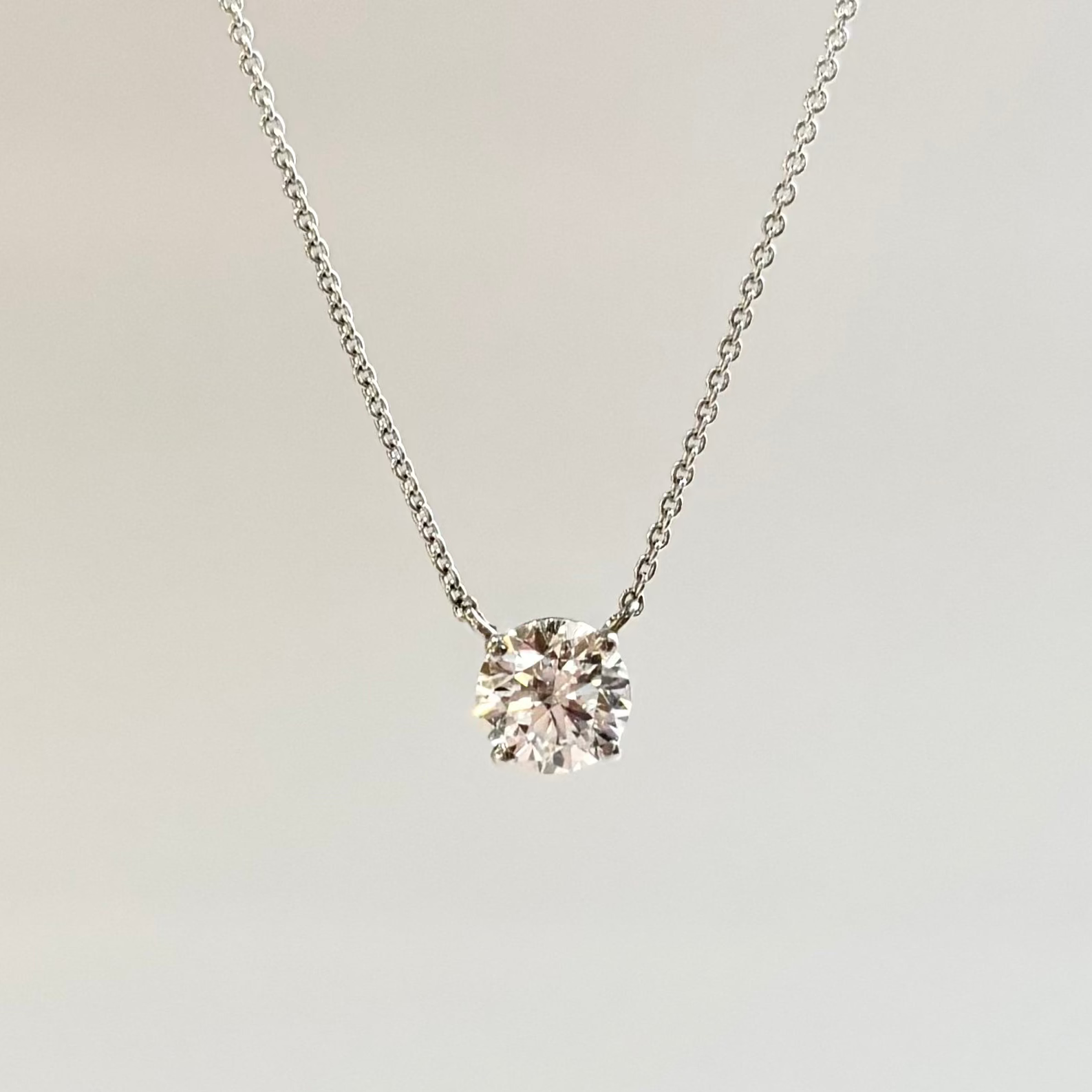 1.32Ct Lab-Grown Diamond Solitaire Necklace | 14K White Gold | IGI Certified