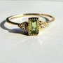 Peridot Baguette and Diamond Stacking Ring