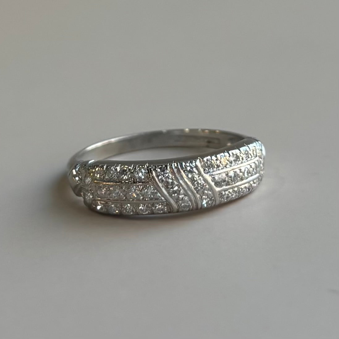 Art Deco Double Row Single Cut Diamond Wedding Band | Platinum | Vintage