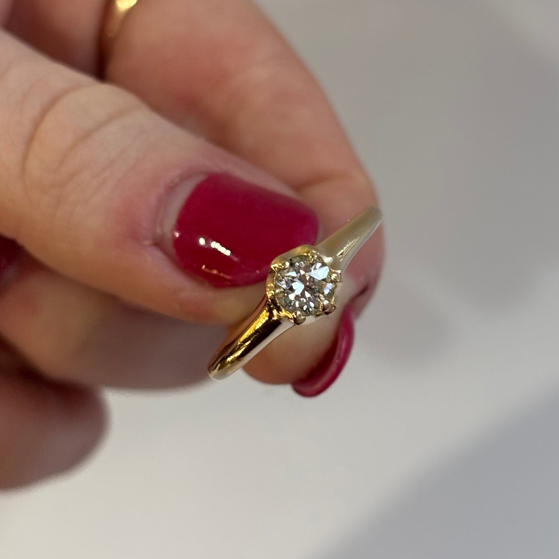 0.38ct Old European Cut Diamond Engagement Ring | 14K Yellow Gold | Vintage