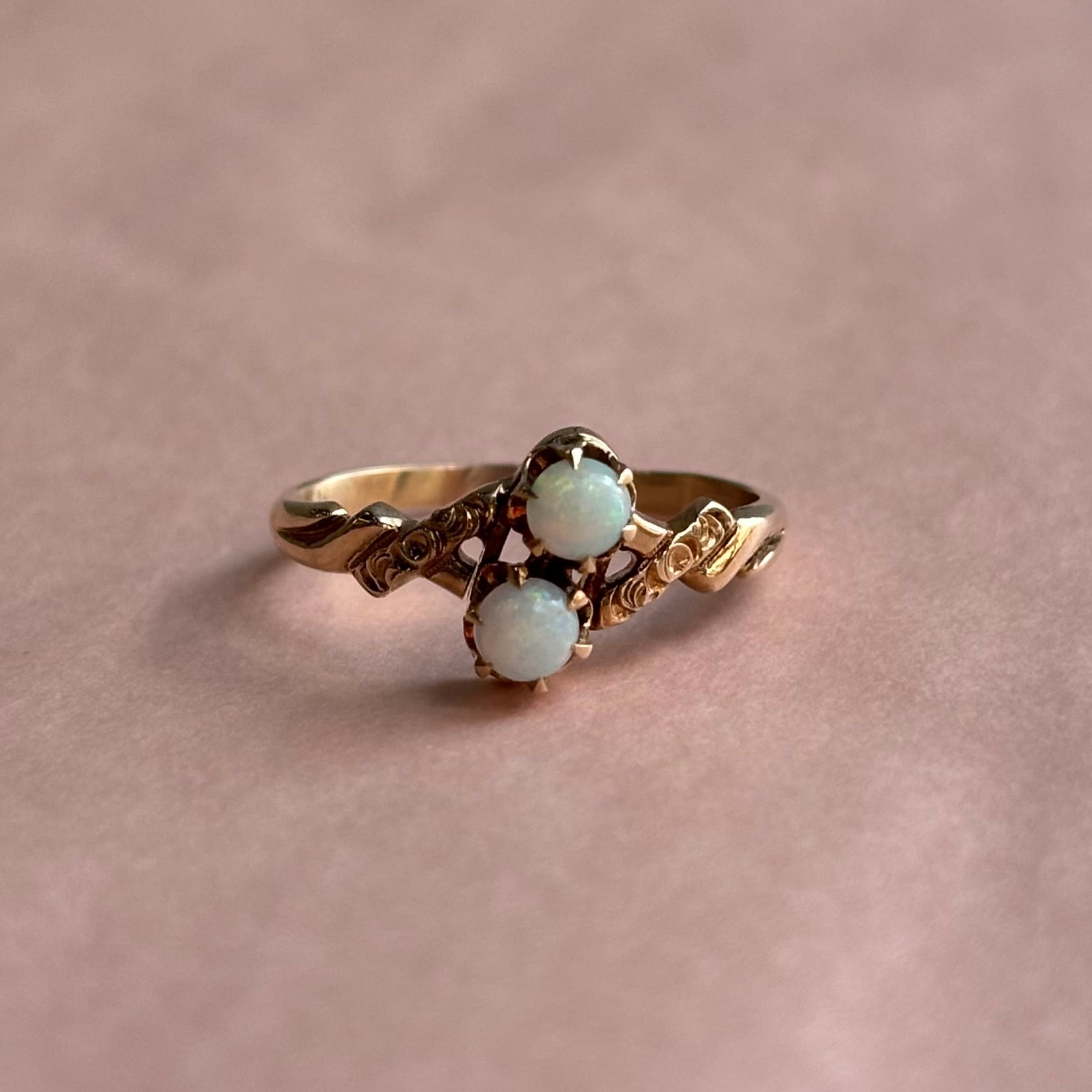 Double Opal Ring | 10K Yellow Gold | Vintage