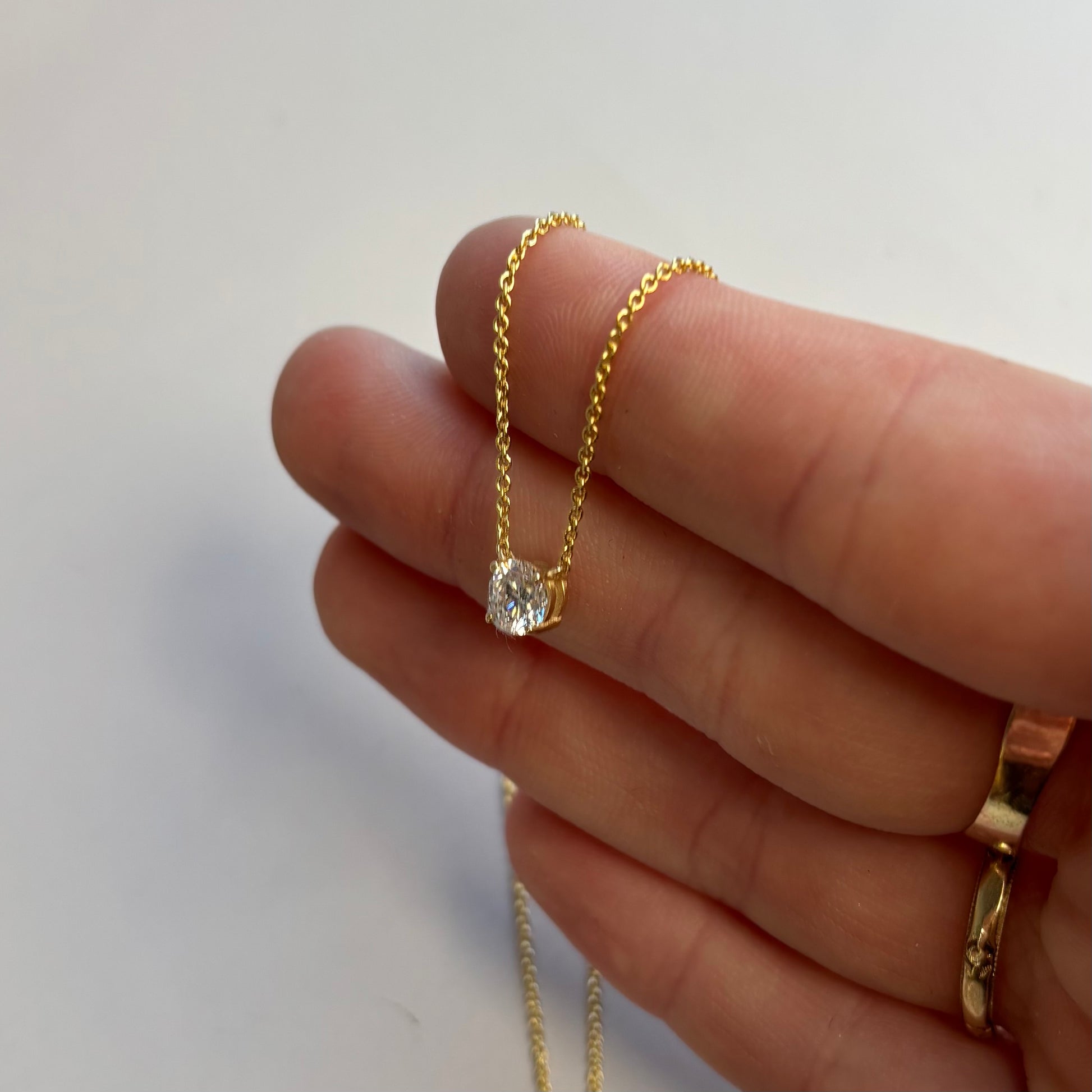 0.50 CT Lab-Grown Round Brilliant Diamond Solitaire Necklace | 14K Yellow Gold