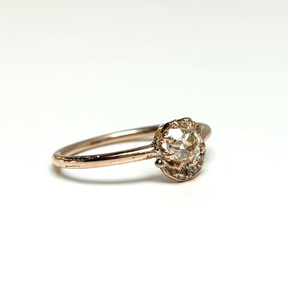 Diamond Ring with Crescent Accent