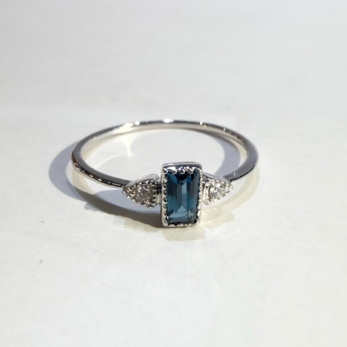 London Blue Topaz and Diamond Stacking Ring