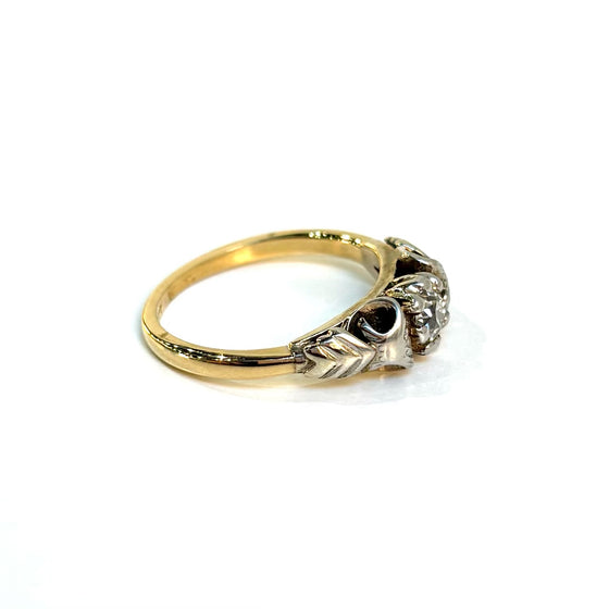 Art Deco Triangular Two-Tone Diamond Ring .35 ct