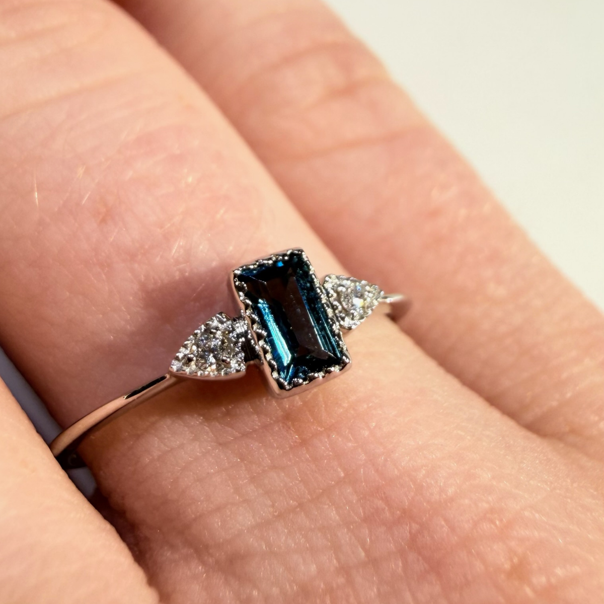 London Blue Topaz and Diamond Stacking Ring