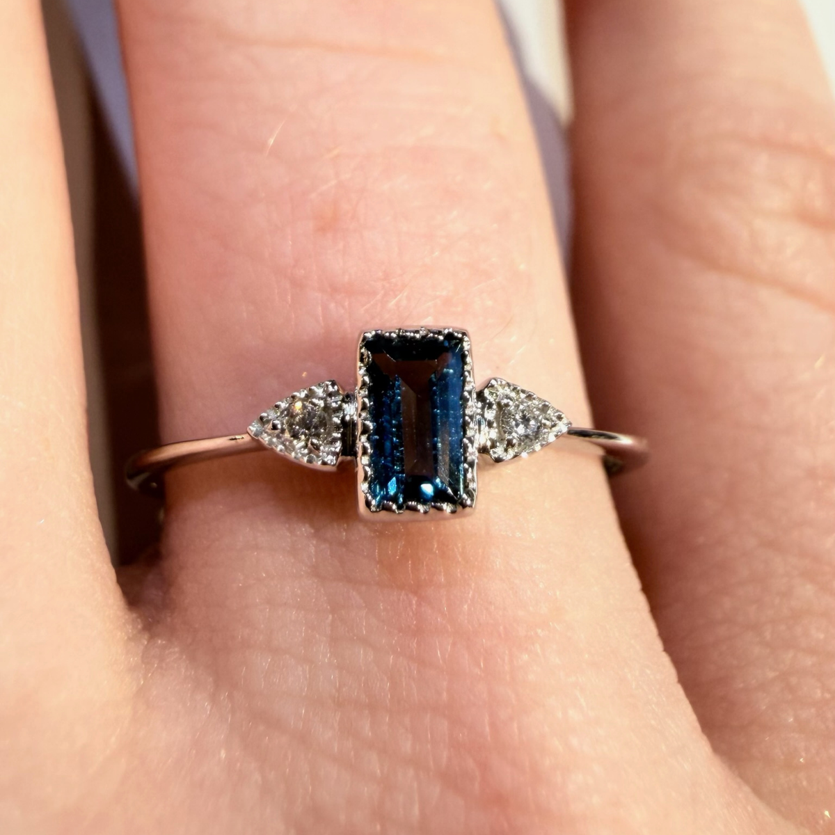 London Blue Topaz and Diamond Stacking Ring