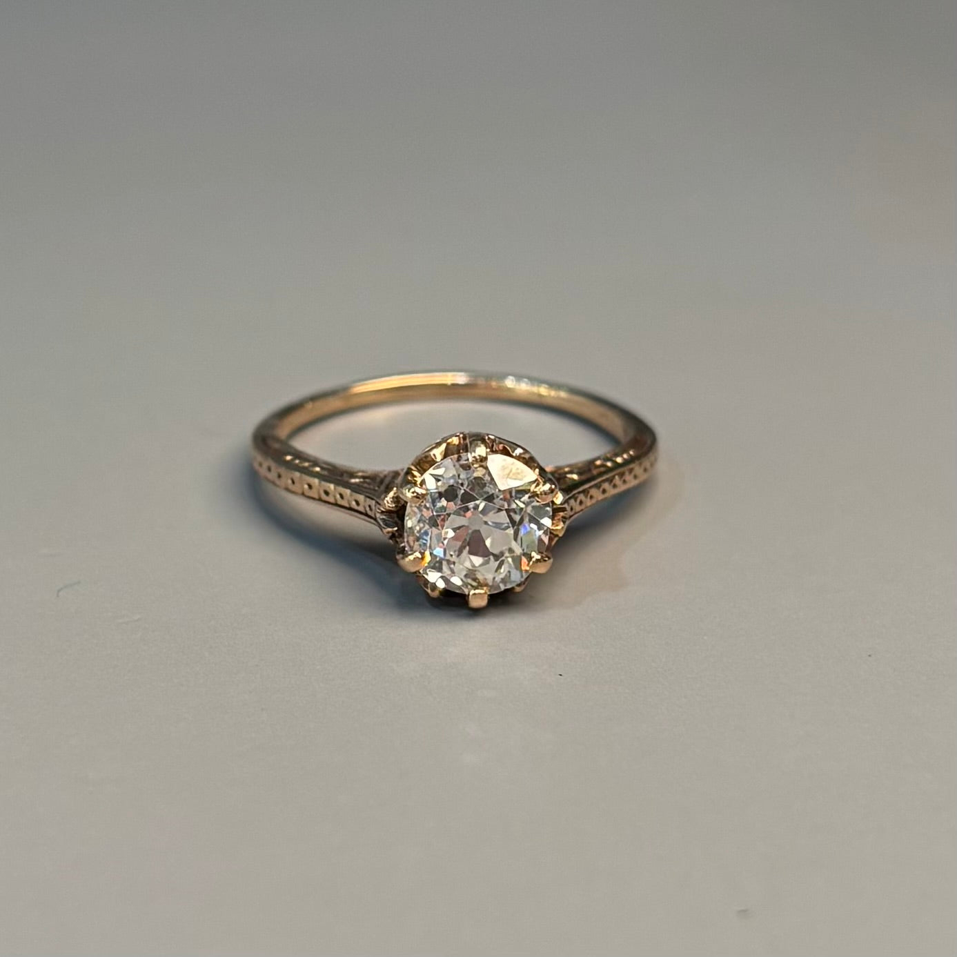 Natural Old European Cut Diamond Victorian Engagement Ring | 1.50 CT | 10K Yellow Gold |  GIA Certified