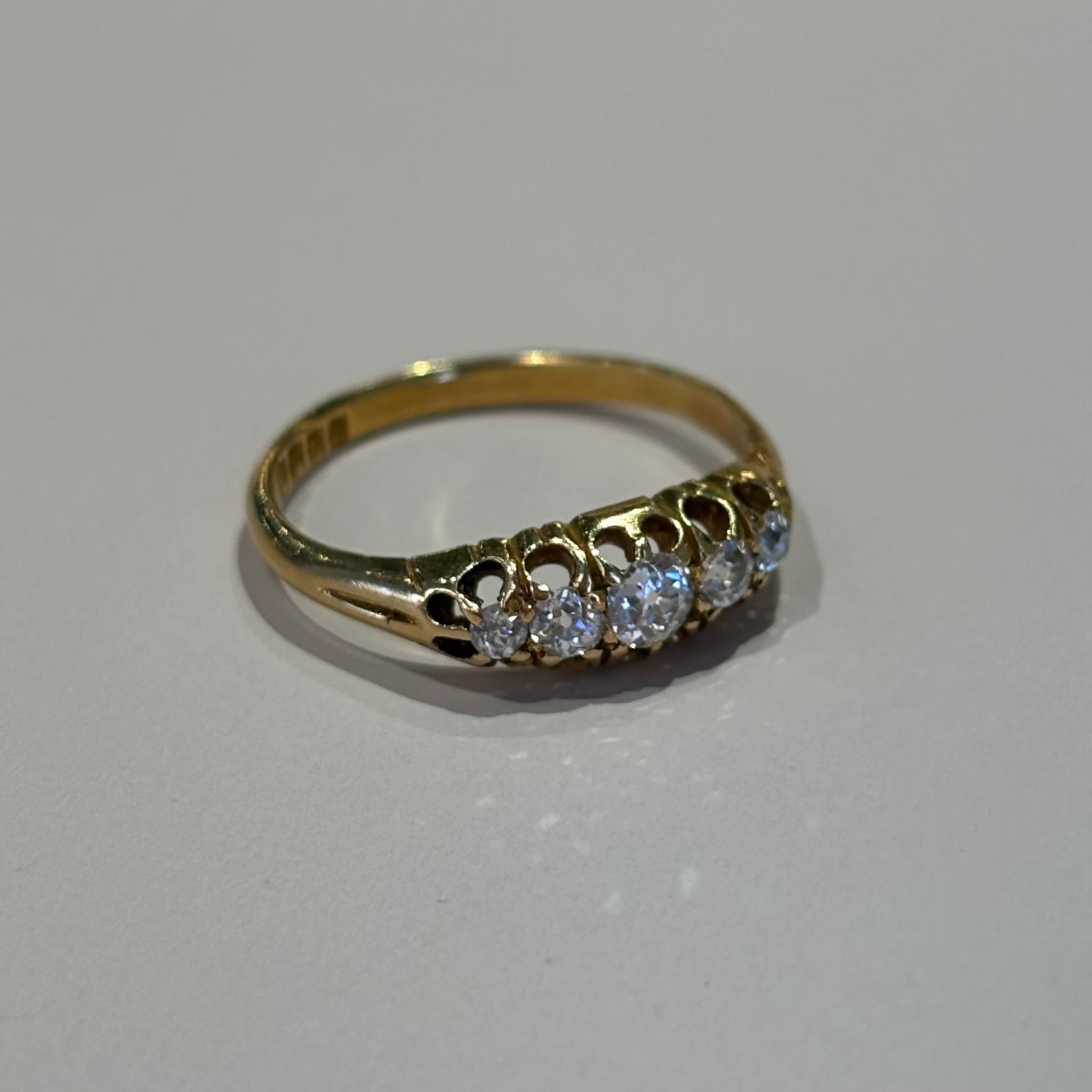 Five Stone Diamond Ring | Chester 1910 Hallmark | 18k Yellow Gold | Vintage