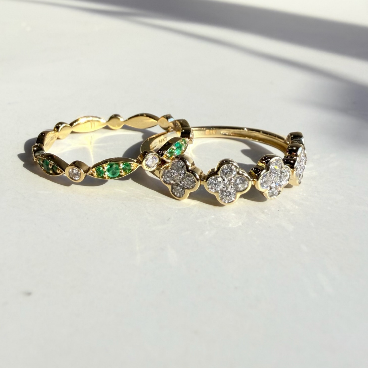 Emerald and Diamond Stacking Ring