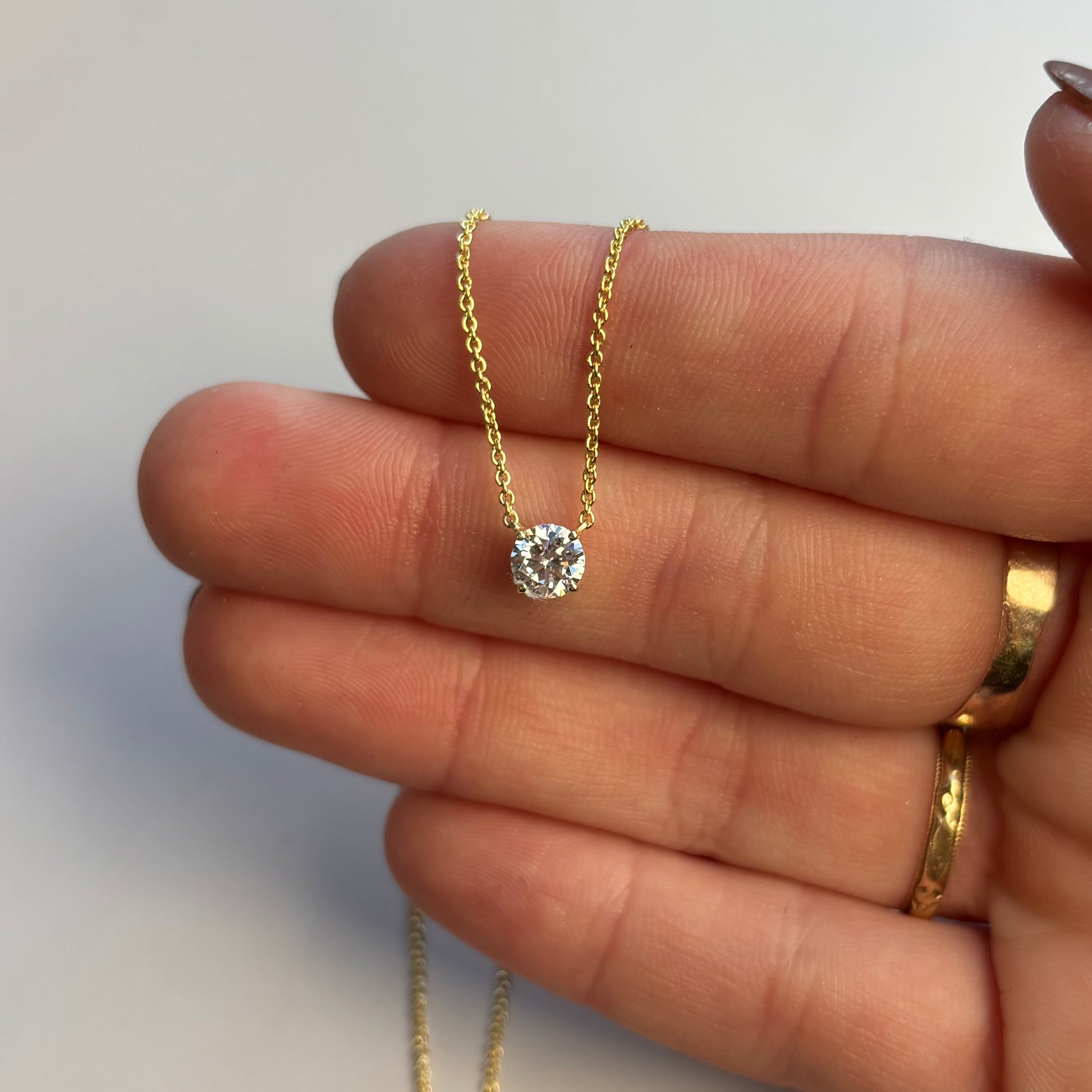 0.50 CT Lab-Grown Round Brilliant Diamond Solitaire Necklace | 14K Yellow Gold