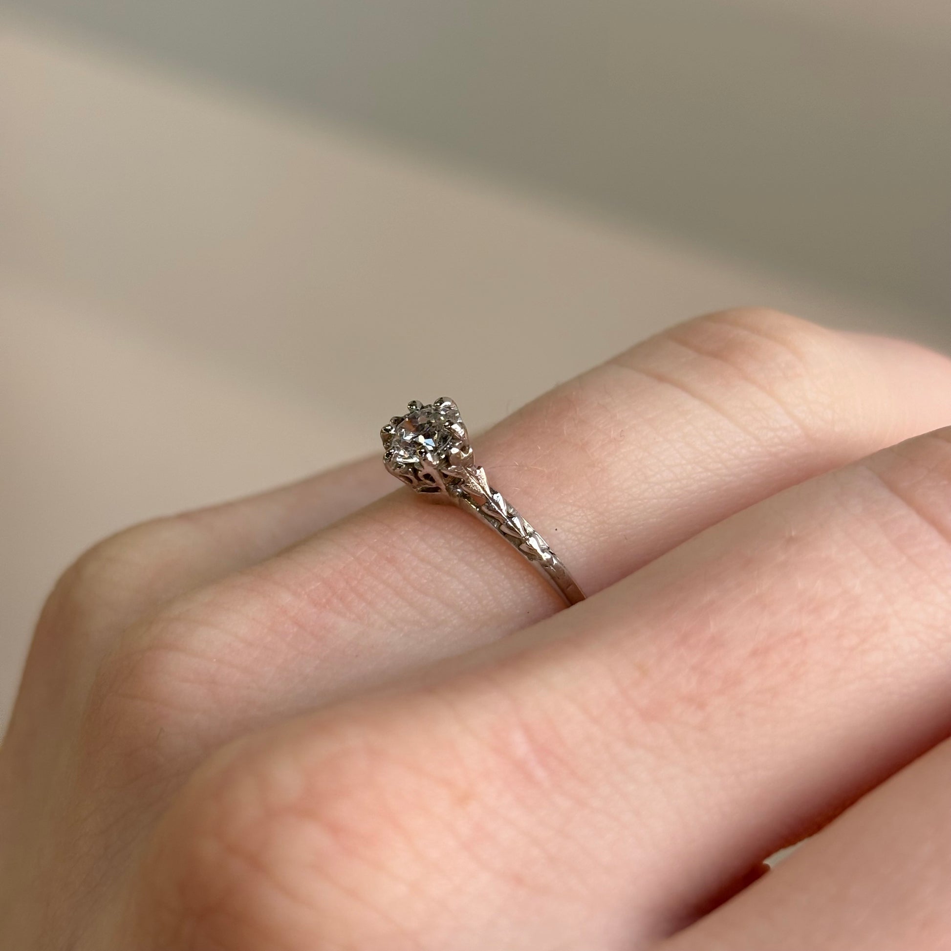 0.38 CT Old European Cut Diamond Vine Ring | Vintage