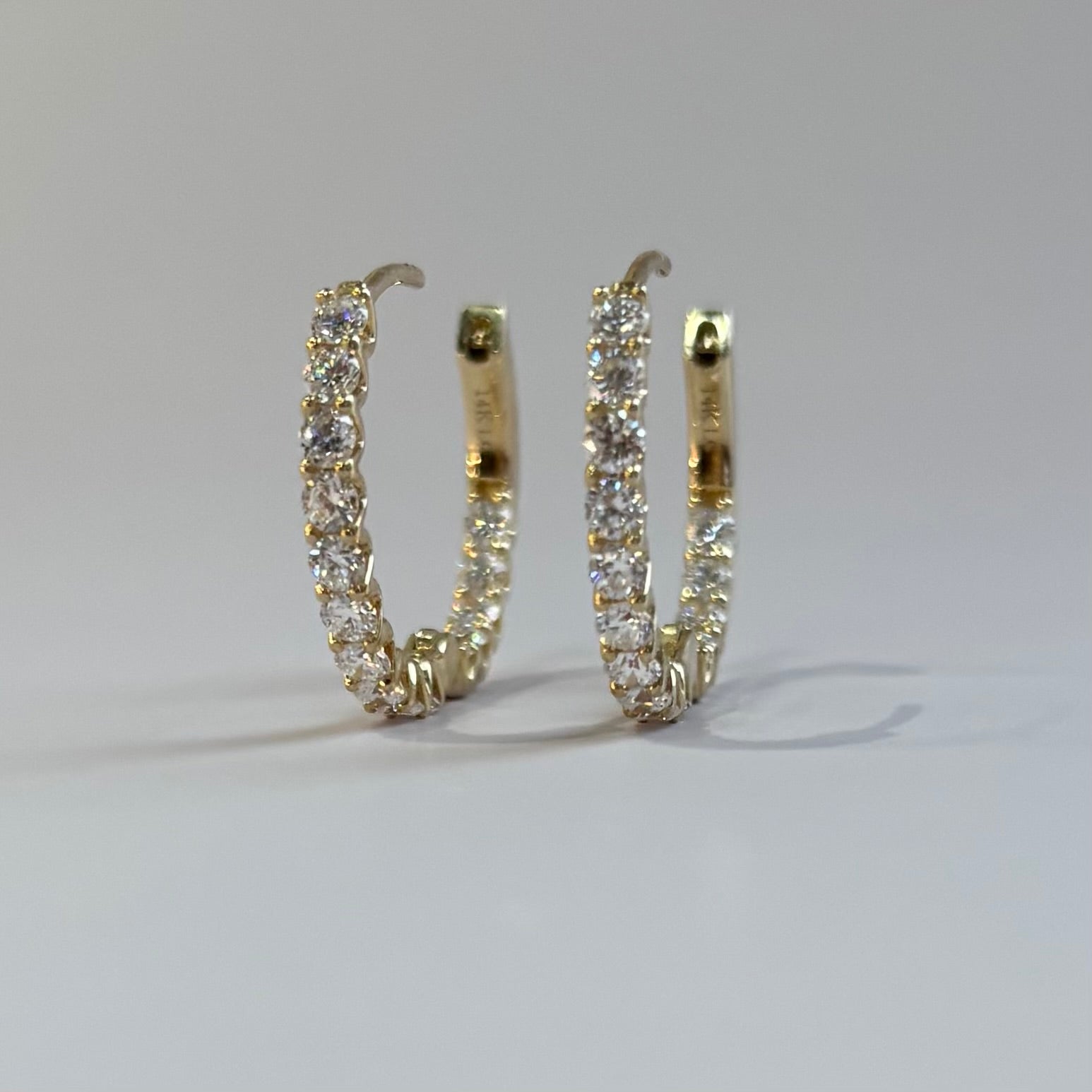 Lab-Grown Diamond Inside-Outside Hoop Earrings | 2.32 CTW | 14K Yellow Gold