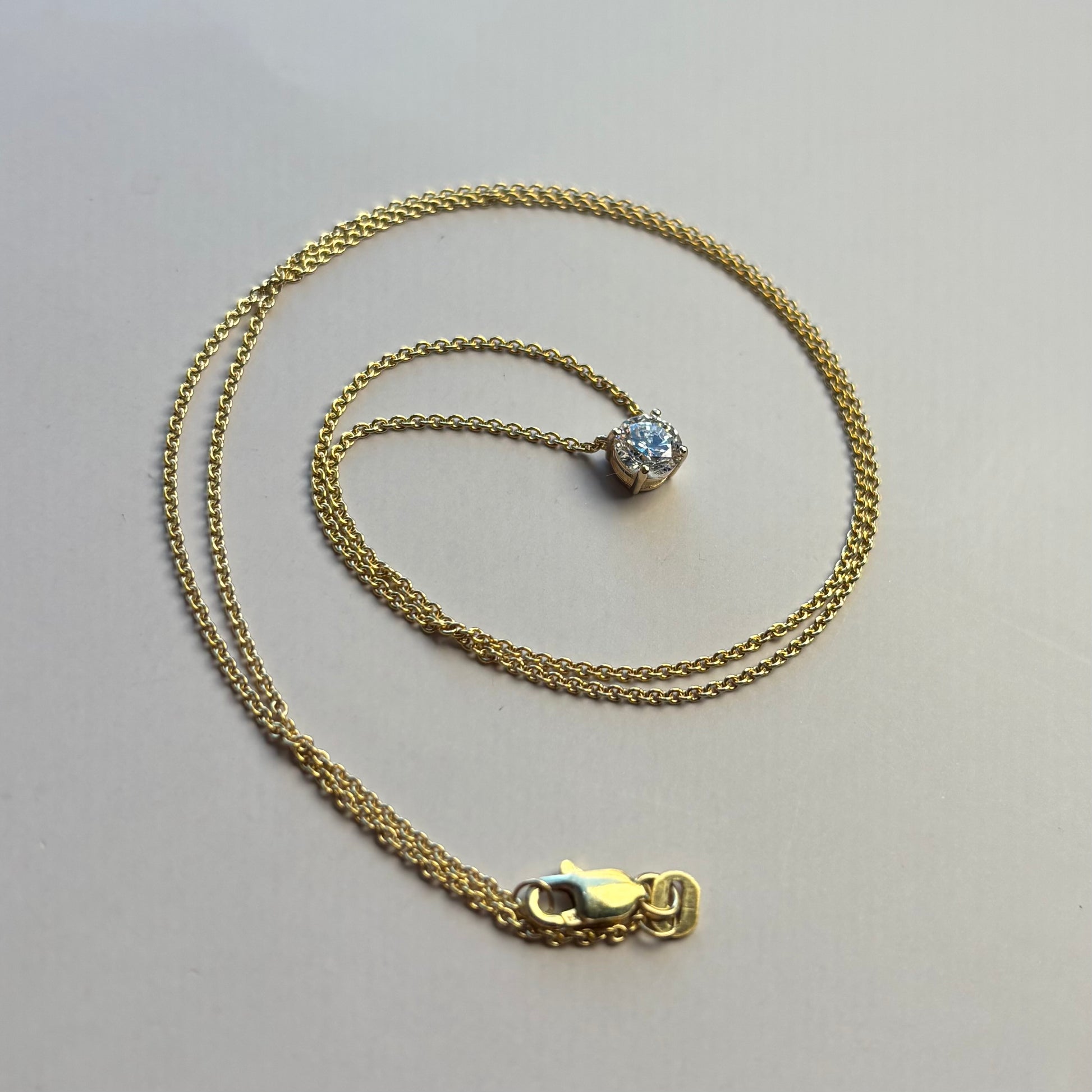 0.50 CT Lab-Grown Round Brilliant Diamond Solitaire Necklace | 14K Yellow Gold