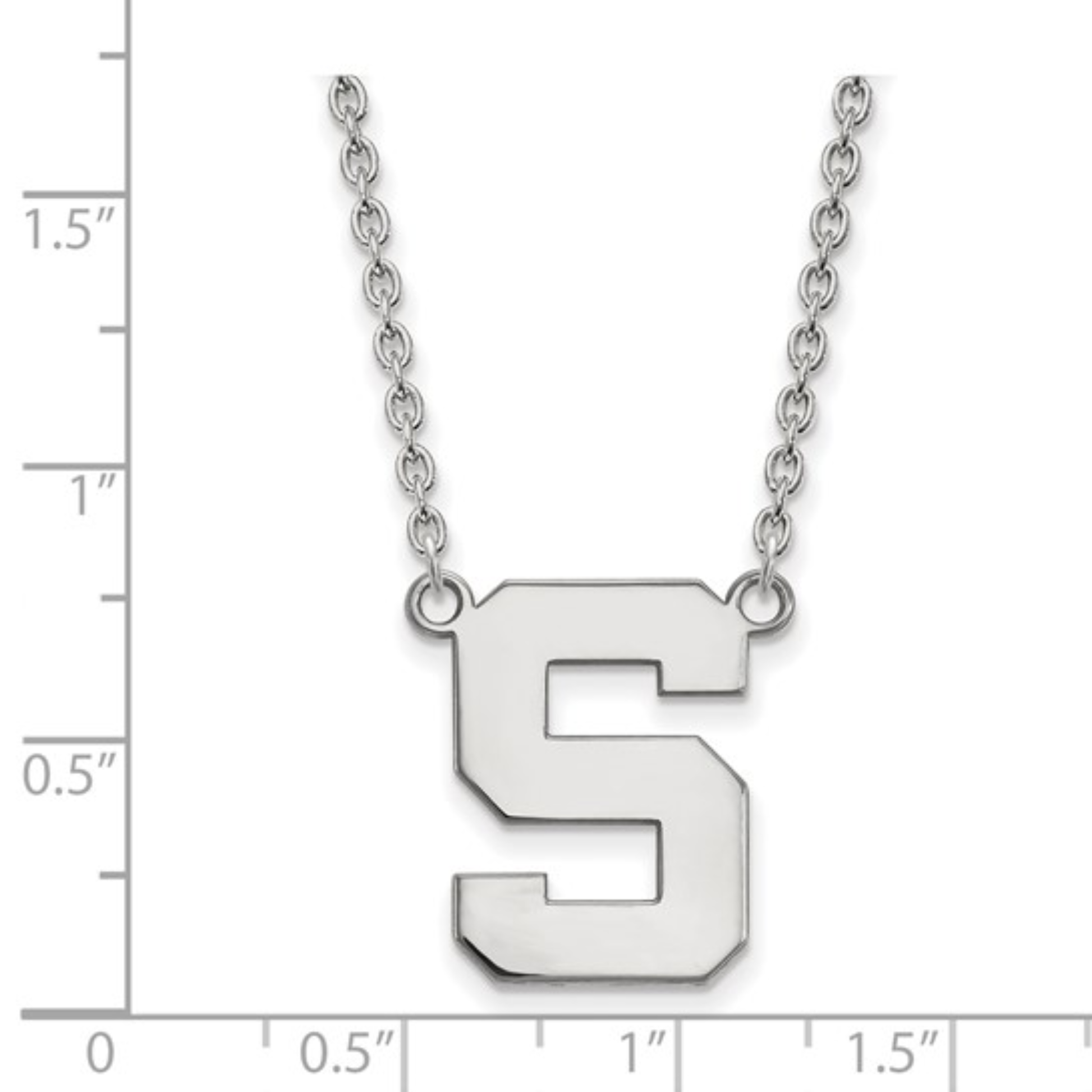 MSU Block S Necklace | Sterling Silver