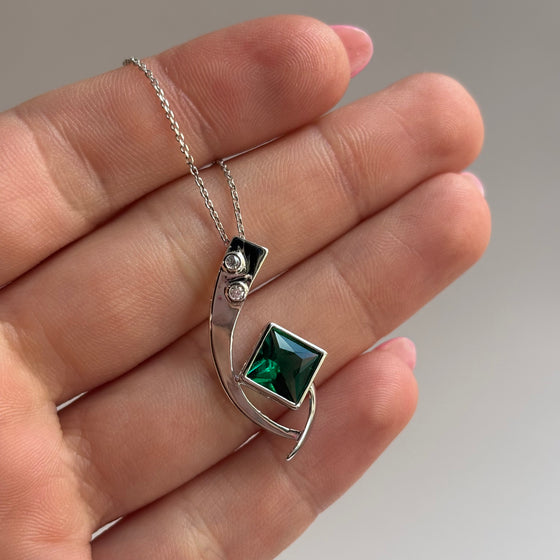 Princess Cut Emerald Necklace