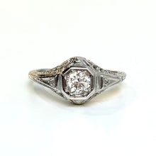  Geometric Art Deco Diamond Ring .45 ct