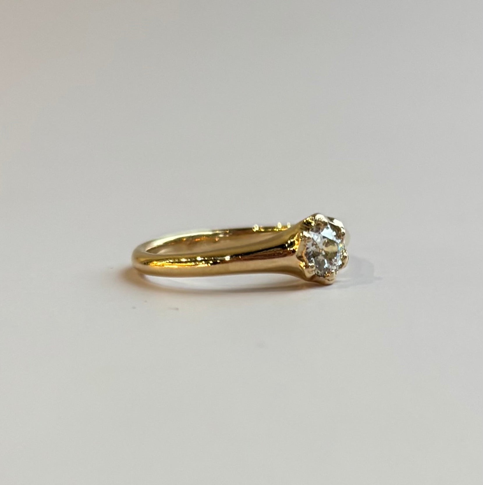 0.38ct Old European Cut Diamond Engagement Ring | 14K Yellow Gold | Vintage