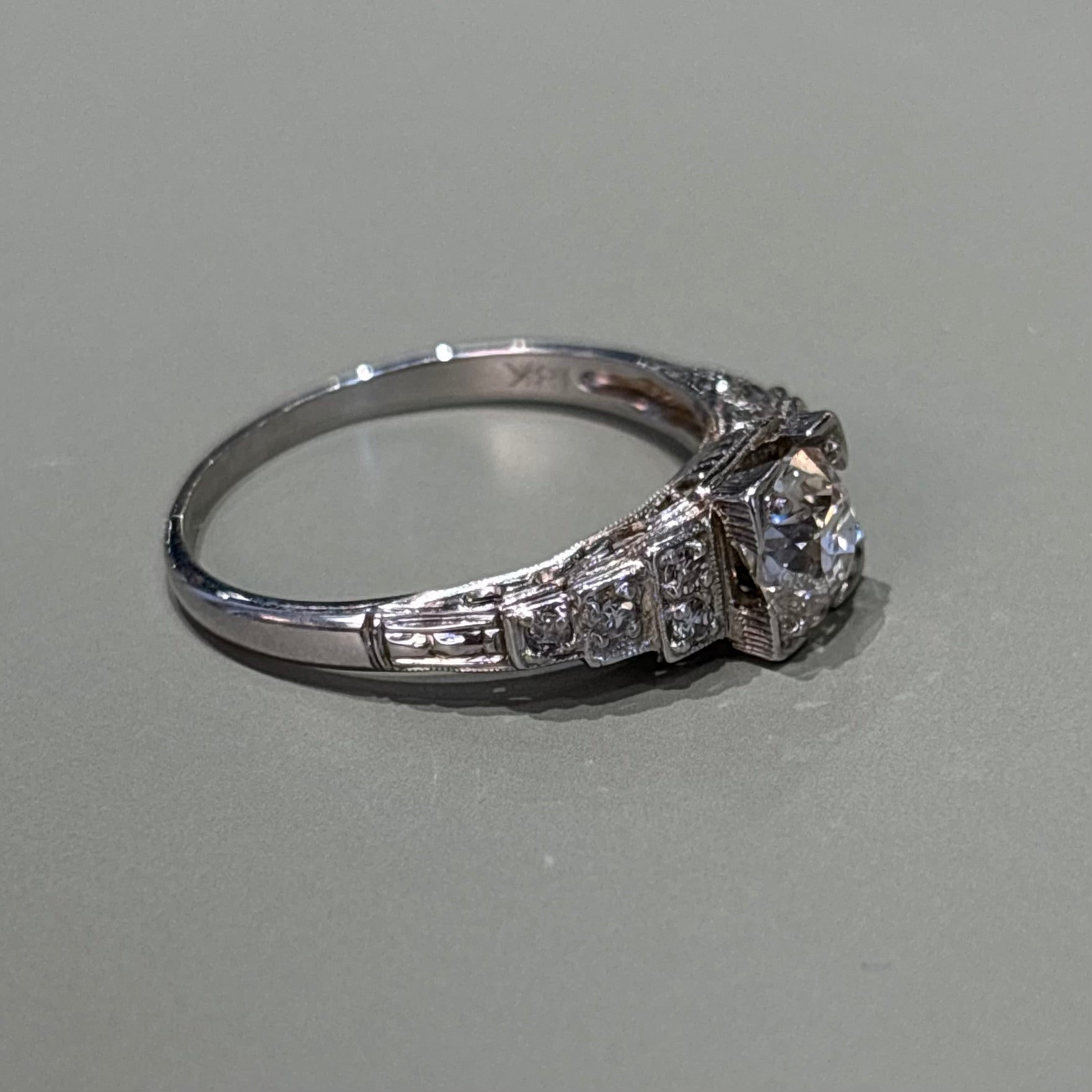 0.95ct Diamond Step-Set Engagement Ring | 18k White Gold | Vintage