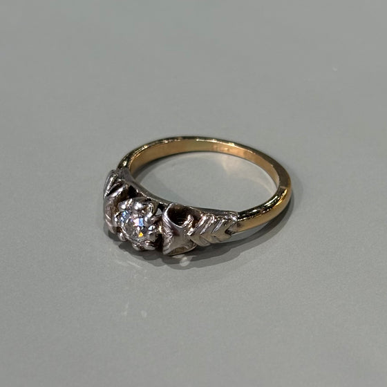 Art Deco Triangular Two-Tone Diamond Ring .35 ct