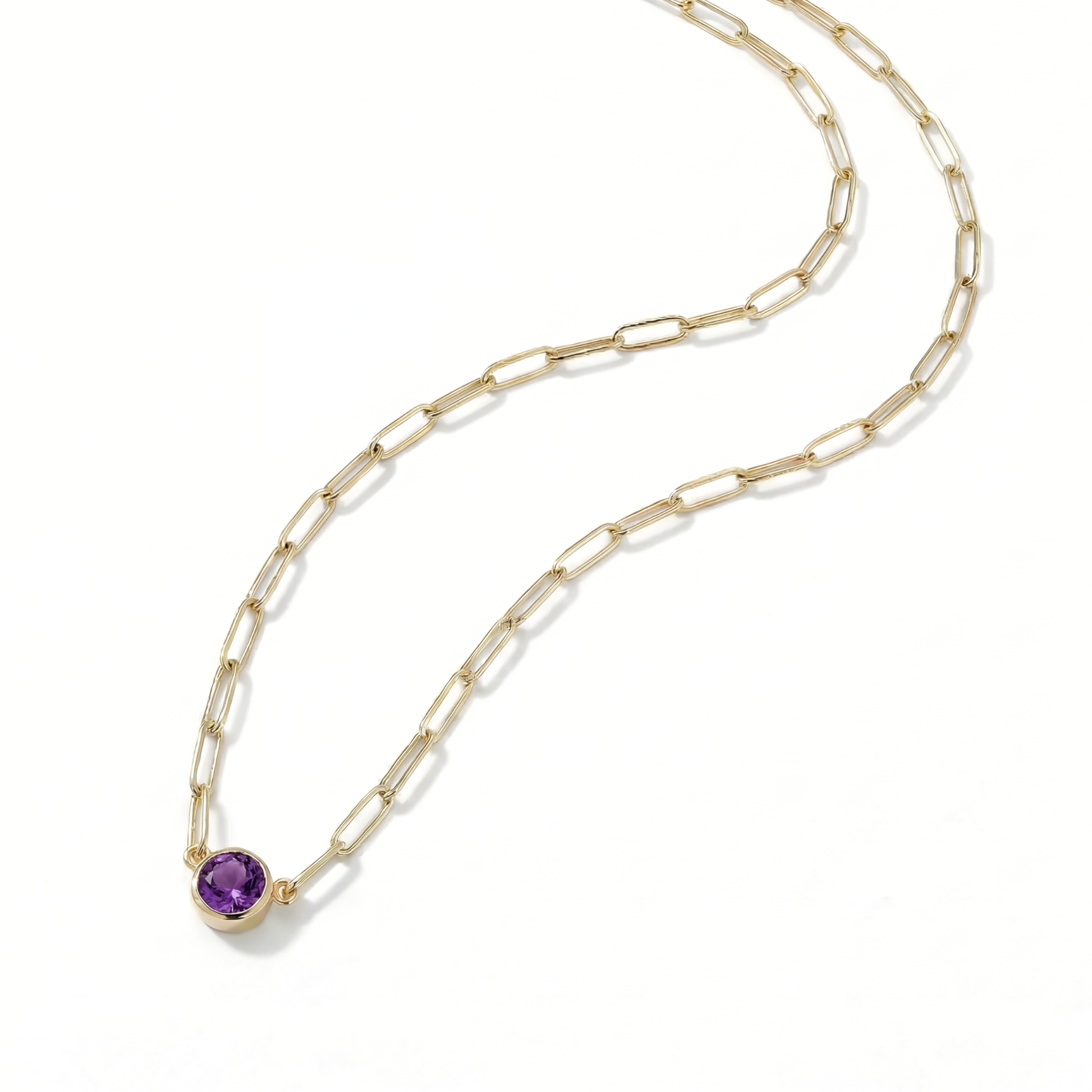 The Paperclip Bezel Necklace | Amethyst