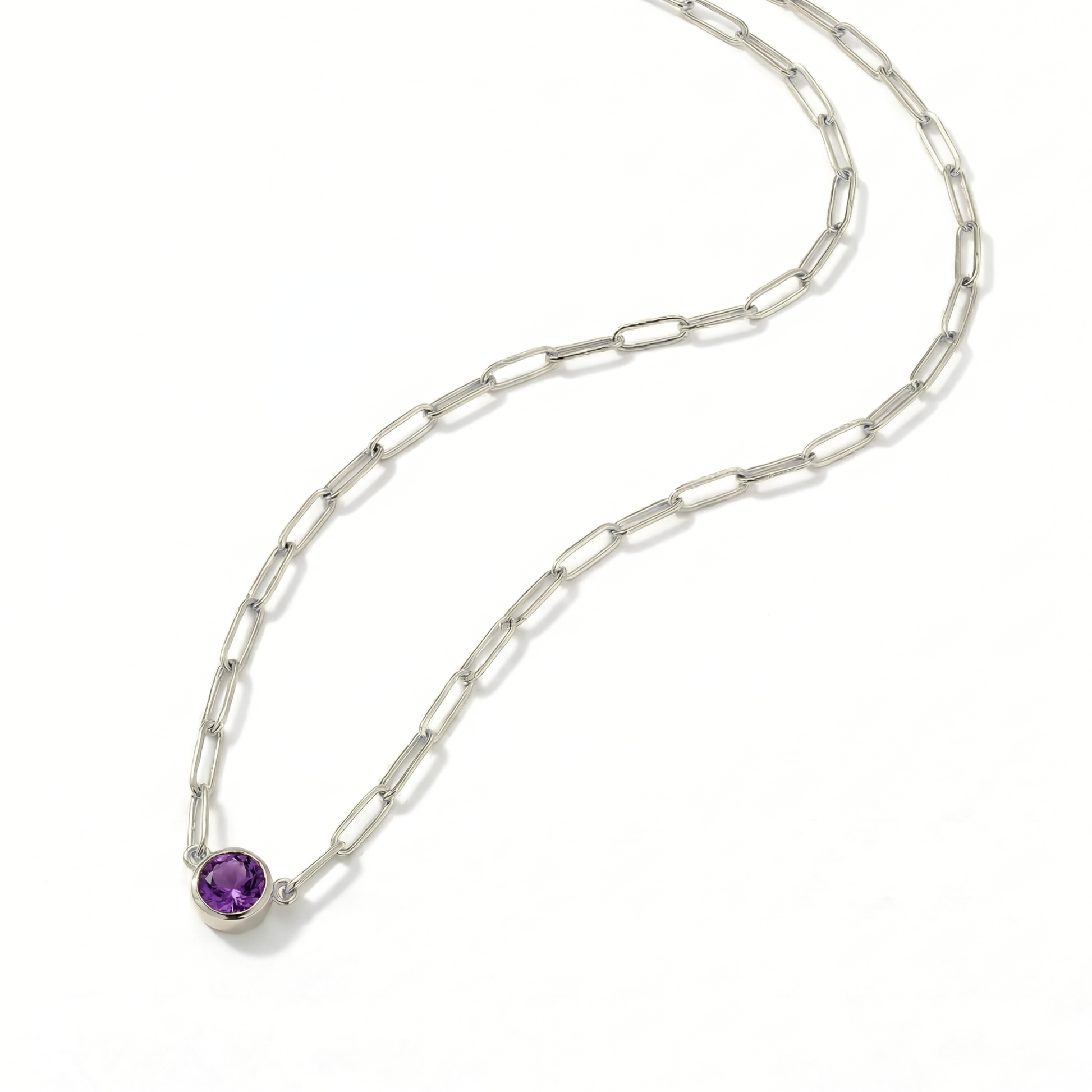 The Paperclip Bezel Necklace | Amethyst