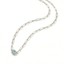 The Paperclip Bezel Necklace | Aquamarine