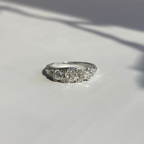 1920 Floral Three Stone