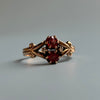 Garnet and Diamond Split-Shank Ring