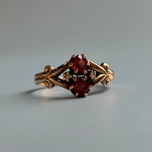  Garnet and Diamond Split-Shank Ring