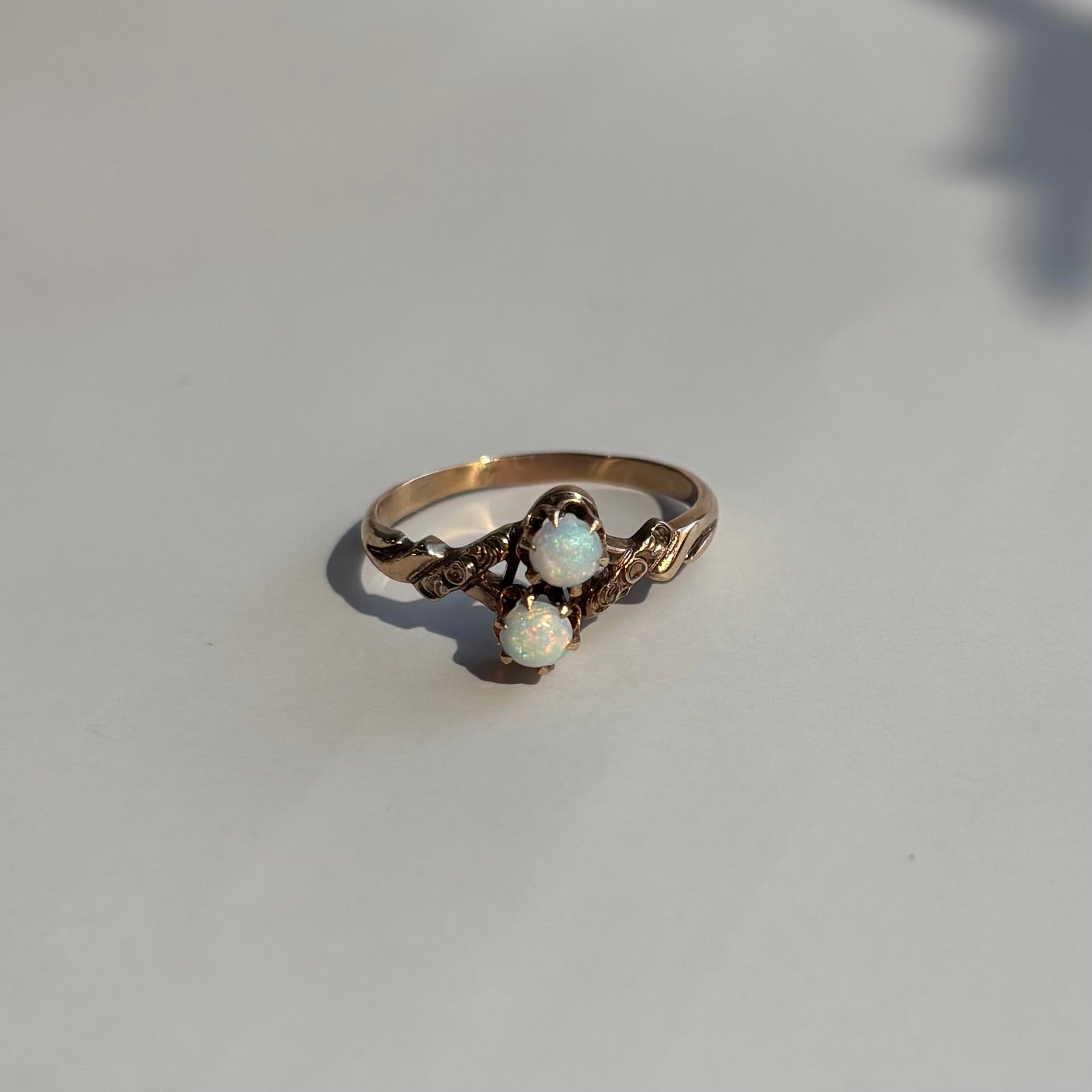 Double Opal Ring | 10K Yellow Gold | Vintage