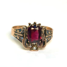  Apollo Greek Lyre Garnet Ring