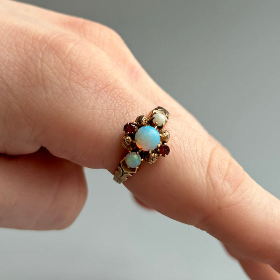 Opal and Garnet Ring