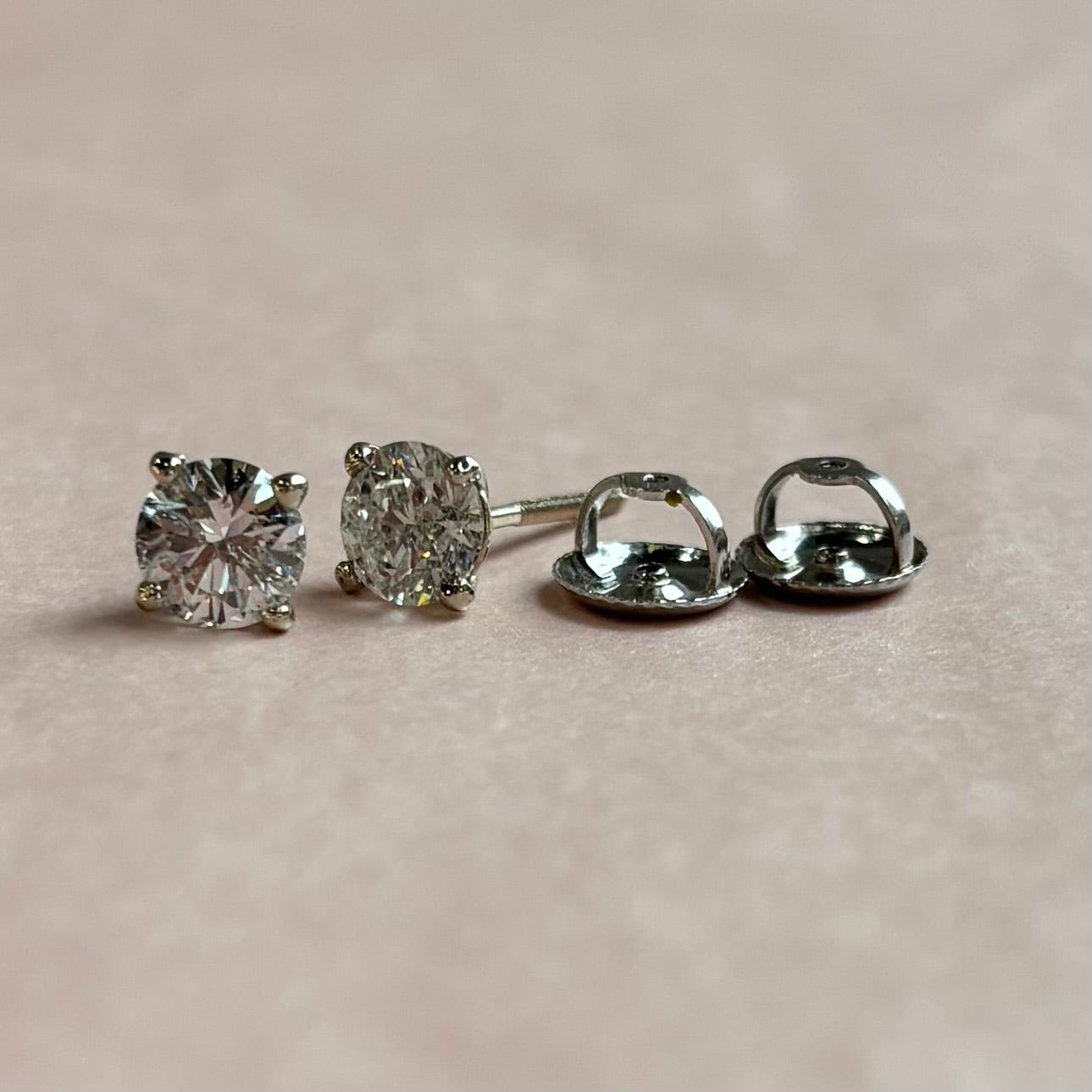 Natural Diamond Stud Earrings | 0.70 CTW  | 14K White Gold | D Color, VS1 Clarity