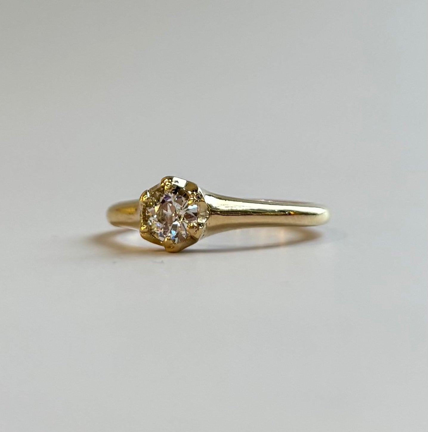 0.38ct Old European Cut Diamond Engagement Ring | 14K Yellow Gold | Vintage