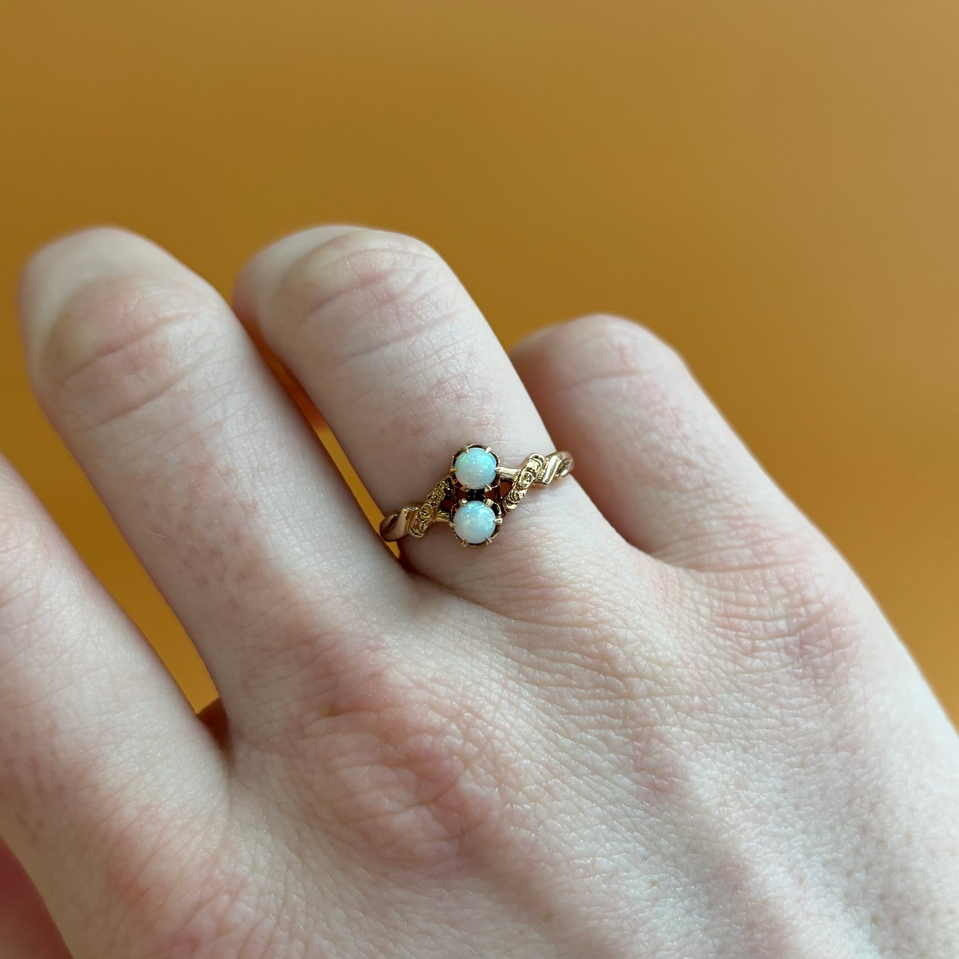 Double Opal Ring | 10K Yellow Gold | Vintage