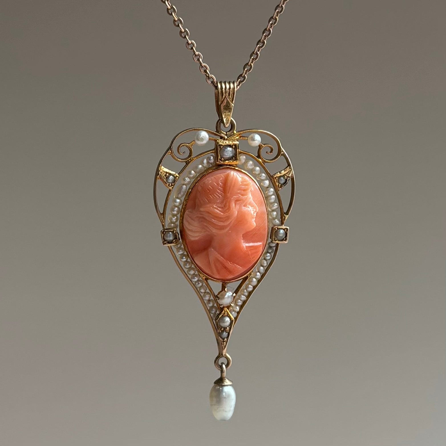 Coral and Pearl Lavalier