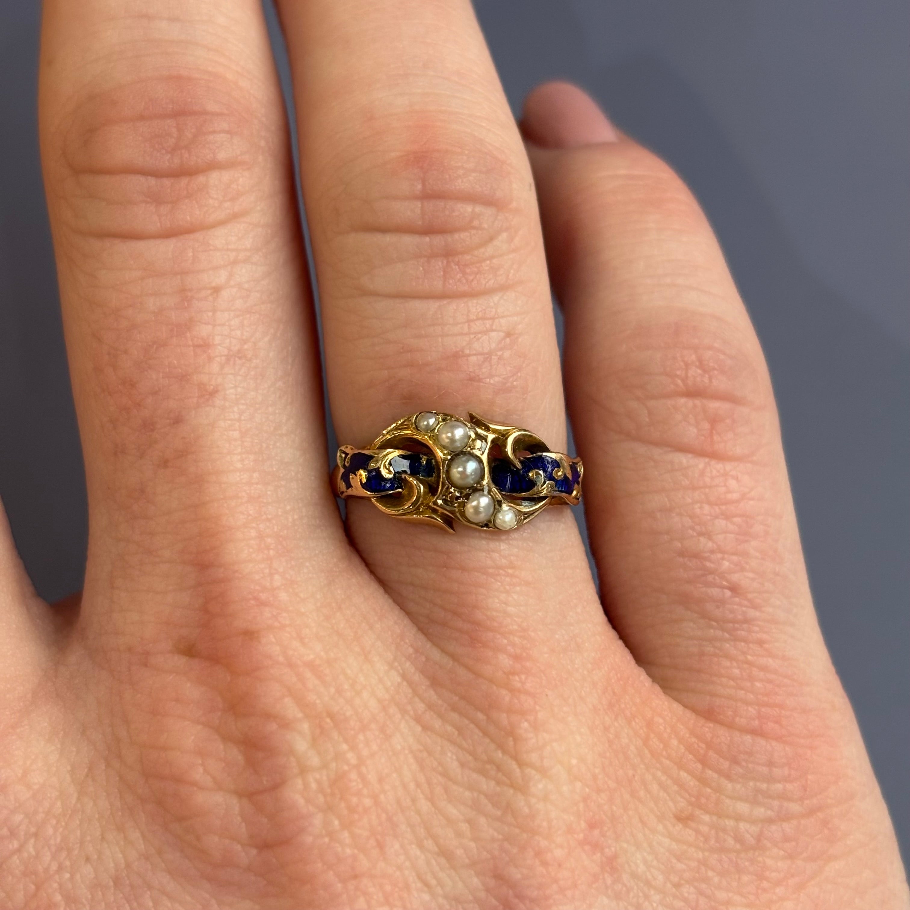 Enamel and Seed Pearl Ring | 1850-1880 | Vintage