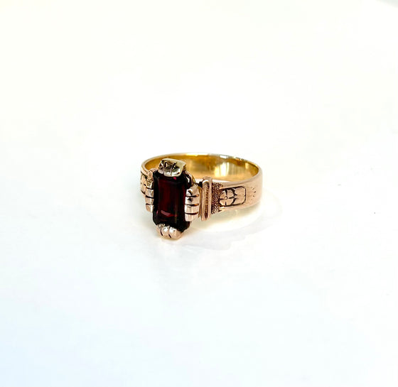 Victorian Emerald Cut Garnet Ring