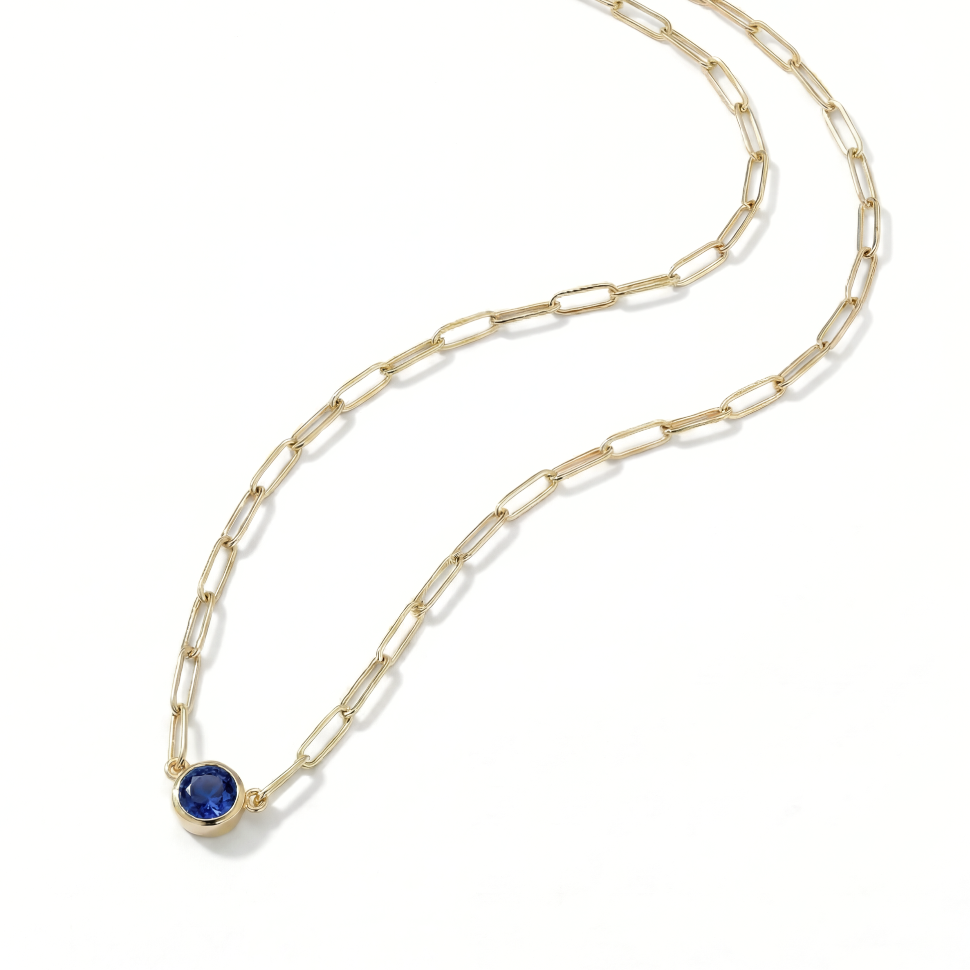 The Paperclip Bezel Necklace | Lab-Grown Blue Sapphire
