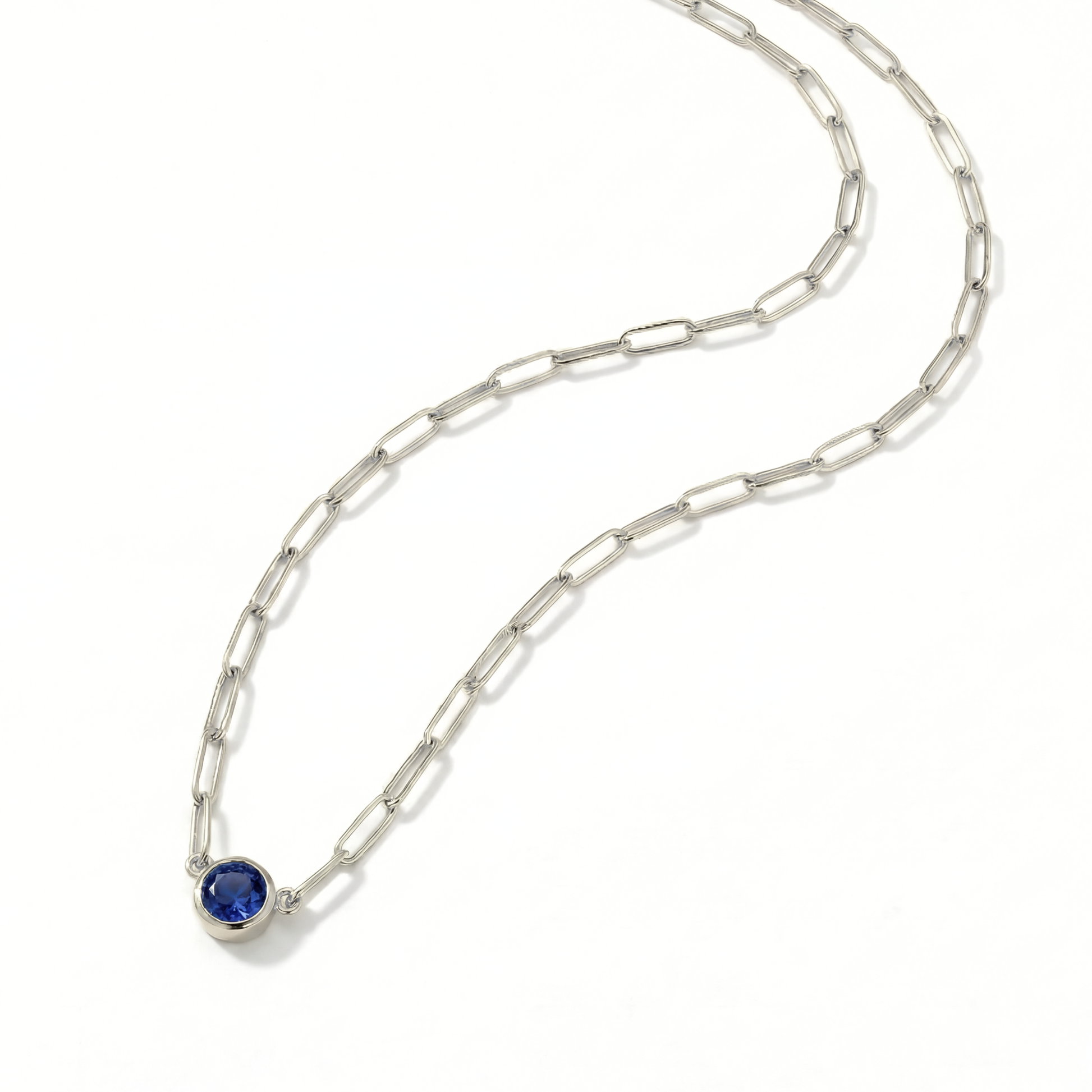 The Paperclip Bezel Necklace | Lab-Grown Blue Sapphire
