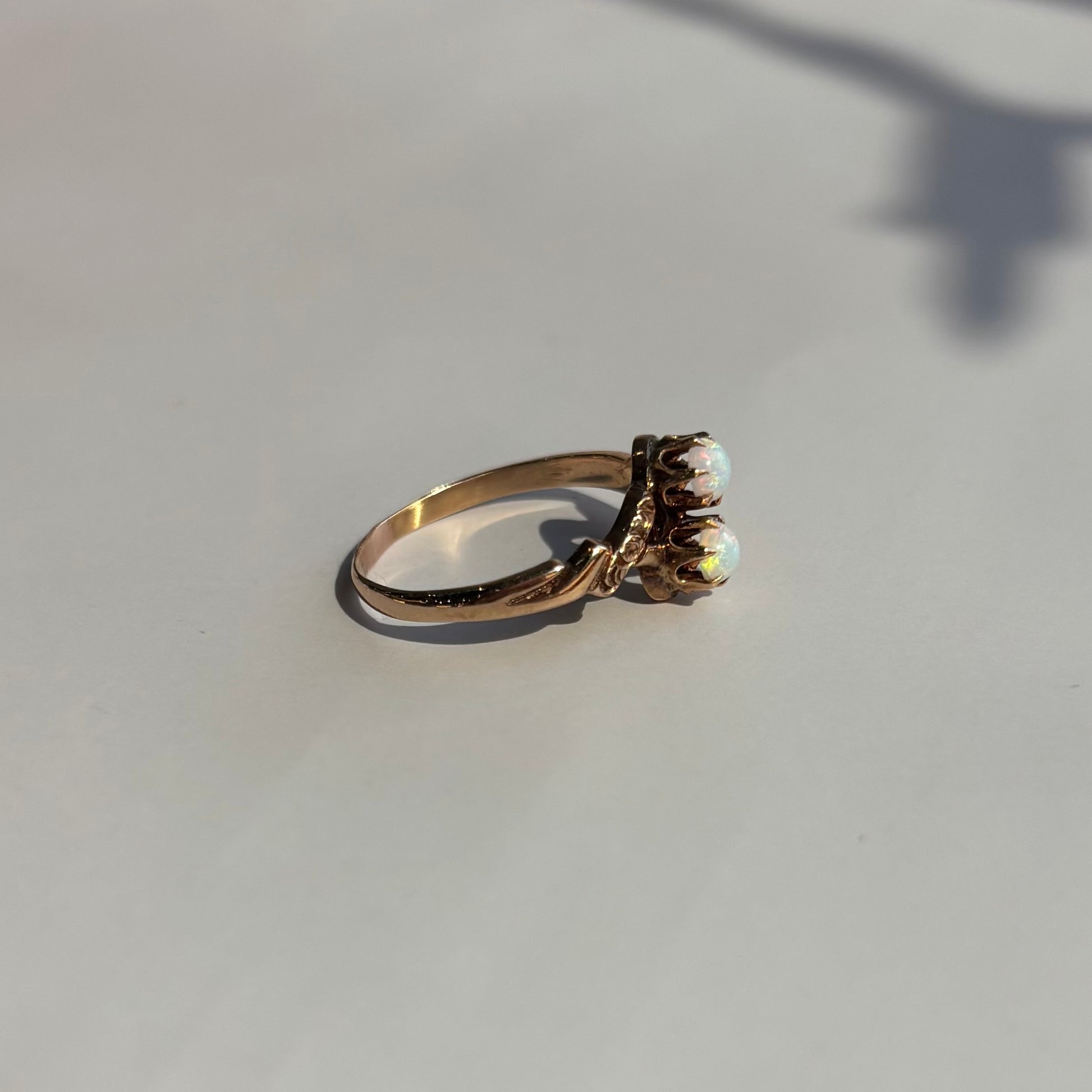 Double Opal Ring | 10K Yellow Gold | Vintage