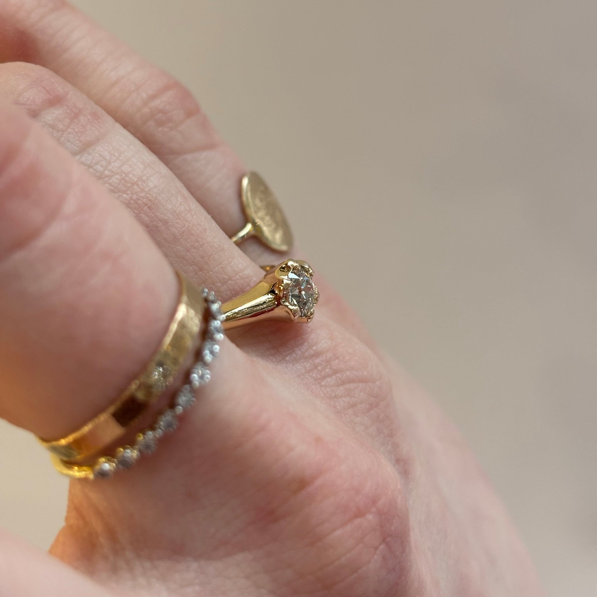 0.38ct Old European Cut Diamond Engagement Ring | 14K Yellow Gold | Vintage