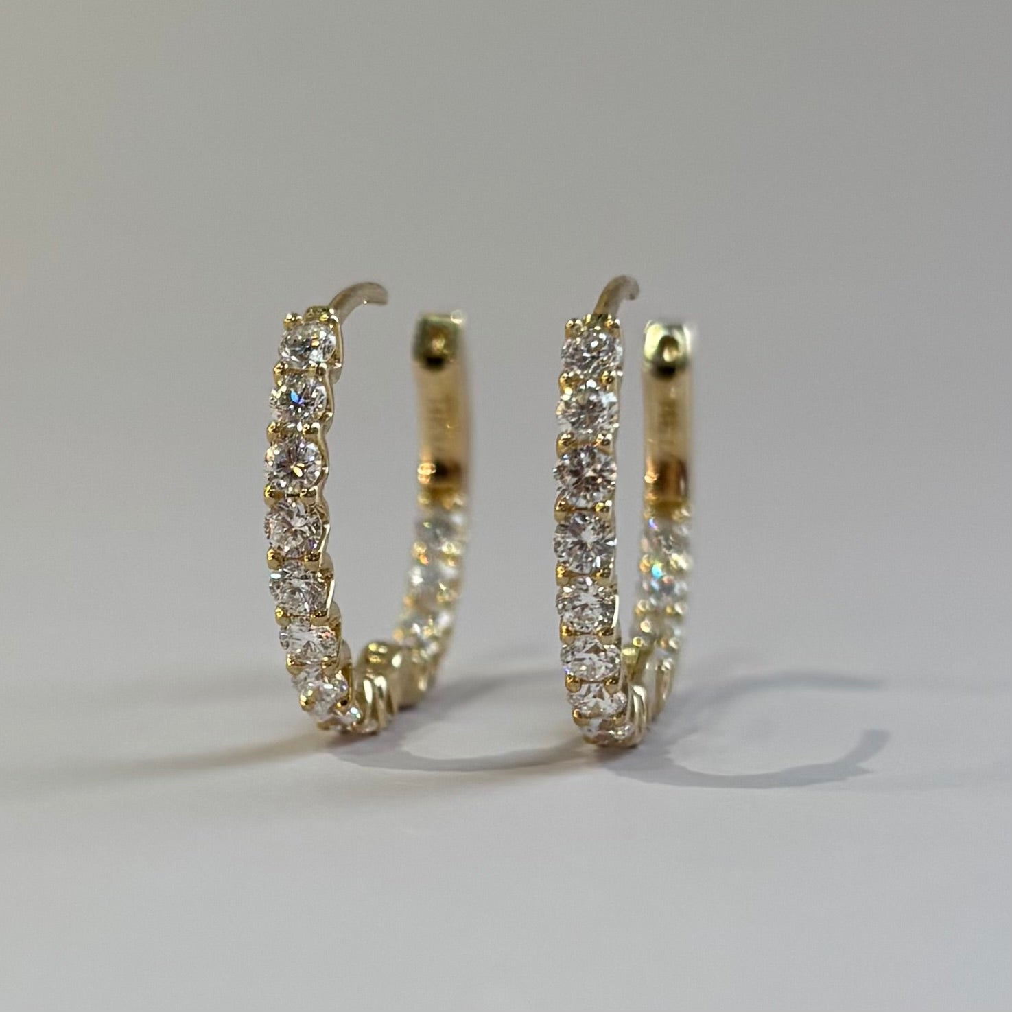Lab-Grown Diamond Inside-Outside Hoop Earrings | 2.32 CTW | 14K Yellow Gold