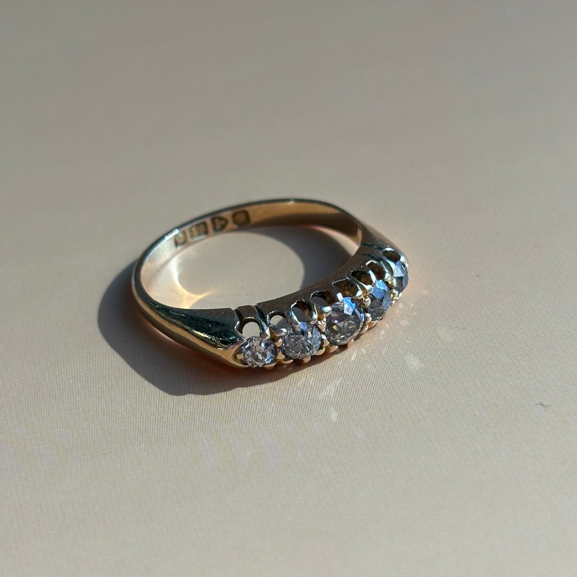 0.50ct Five Stone Diamond Band | Birmingham 1890 | 18k Yellow Gold | Vintage