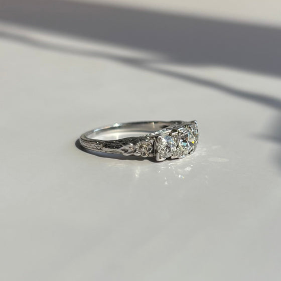 1920 Floral Three Stone